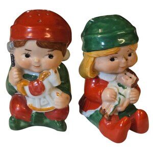 Vintage 1983 Christmas Salt and Pepper Shakers Santas Helpers Claus and Co Avon